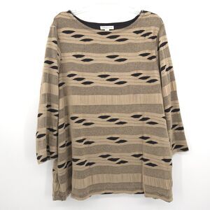 Coldwater Creek modern textured nutrual knit tunic top Size 2X tan black